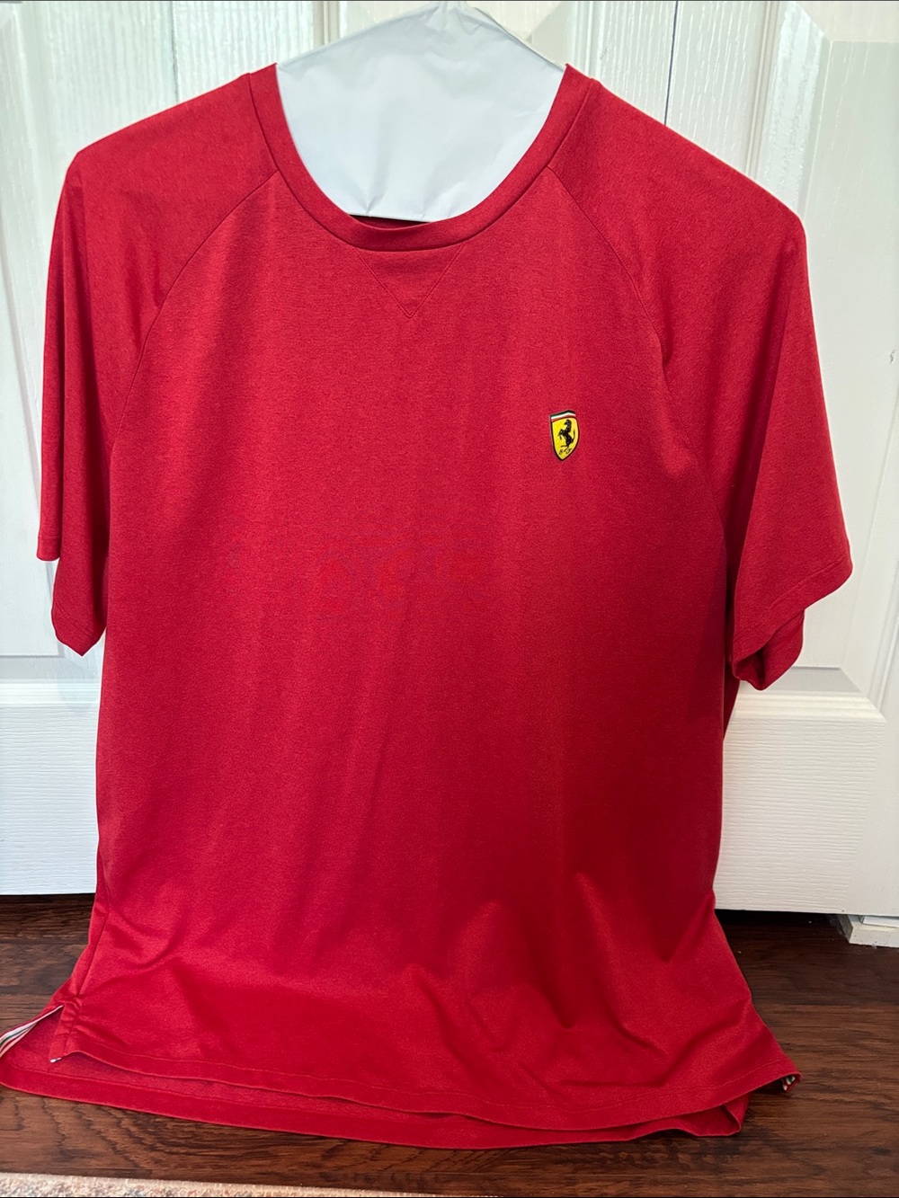Ferrari Red Short Sleeve Crew Neck Tee with Shield Logo